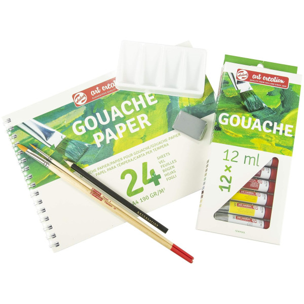 Coffret d’initiation à la gouache Talens Art Creation – 12 tubes de 12 ml et accessoires