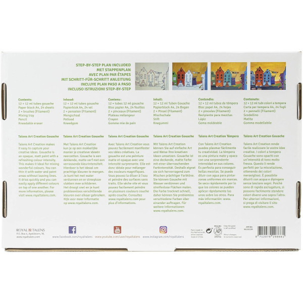 Coffret d’initiation à la gouache Talens Art Creation – 12 tubes de 12 ml et accessoires