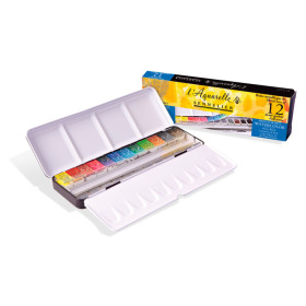 Boîte métal de 12 aquarelles extra-fines au miel Sennelier