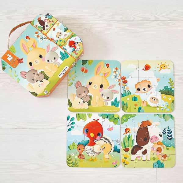 Coffret de 4 puzzles évolutifs – 6, 9, 12 et 16 pièces – Janod