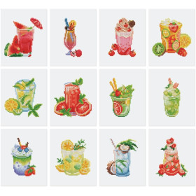 Coffret Diamond Painting Mocktails – 12 toiles 15 x 18 cm – Figured'Art