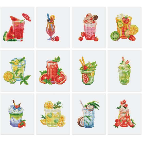 Coffret Diamond Painting Mocktails – 12 toiles 15 x 18 cm – Figured'Art