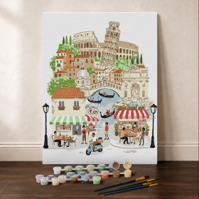 Coffret peinture par numéros La Dolce Vita Italienne – 24,5 x 32,5 cm – Figured'Art