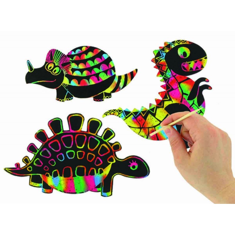 5 Dinosaures A Gratter + 1 Grattoir - Ctop pas cher