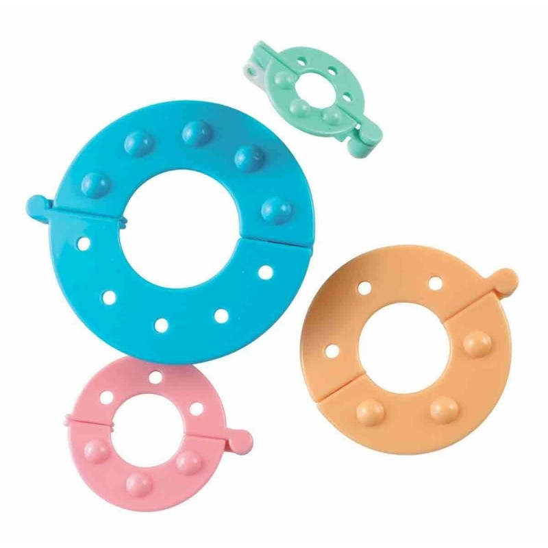 photo-Outils pour fabriquer des pompons - Laine - Lot de 4 ronds - Assortiment