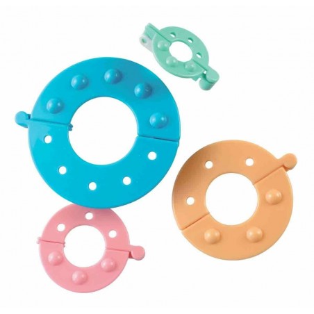 photo-Outils pour fabriquer des pompons - Laine - Lot de 4 ronds - Assortiment