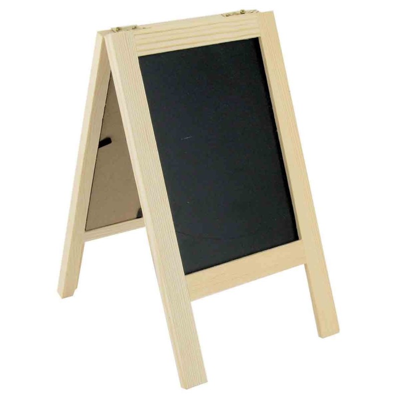 photo-Petite ardoise noire - Deux faces - A poser - Bois - A décorer - 21 x 12 cm
