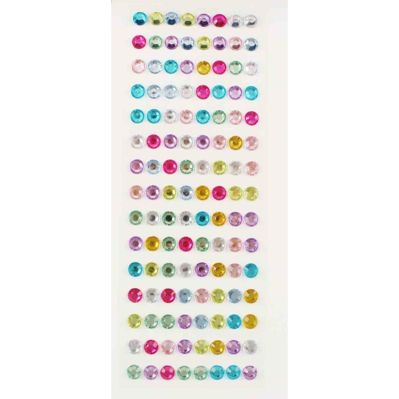 120 STRASS ADHÉSIFS CRISTAL RONDE MULTICOLORE - CTOP
