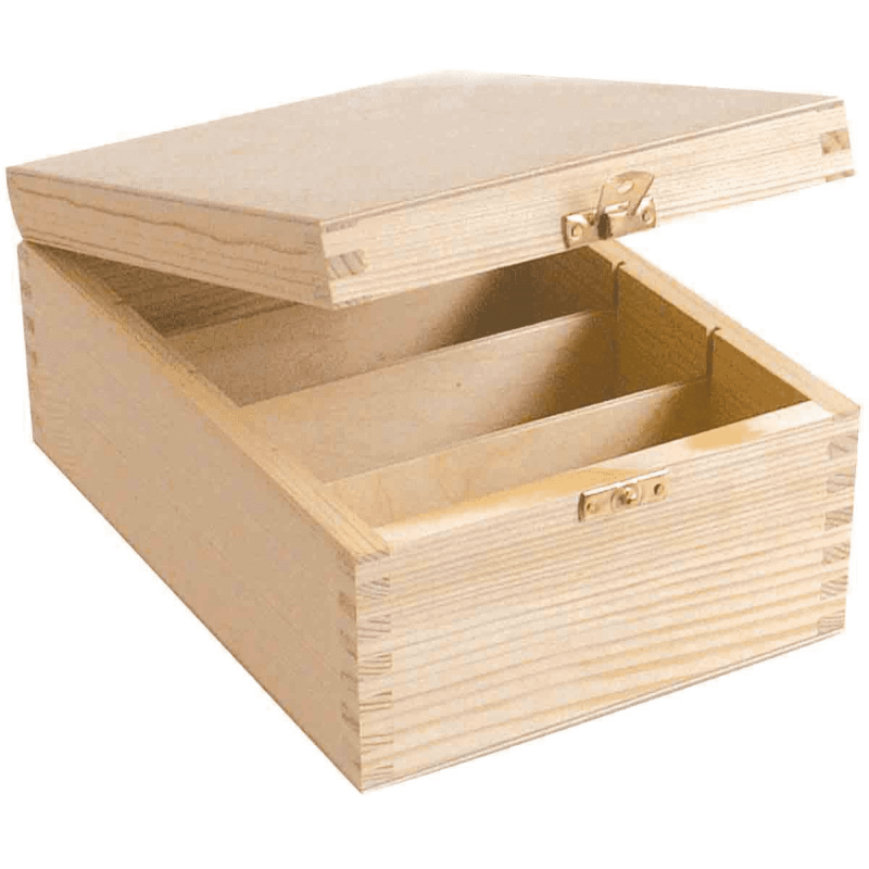 photo-Boîte pour photos et documents - Bois  - 4 compartiments - A décorer