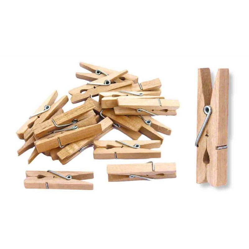 photo-Petites pinces à linge - Bois - A décorer - 4,8cm longueur - 50 pièces