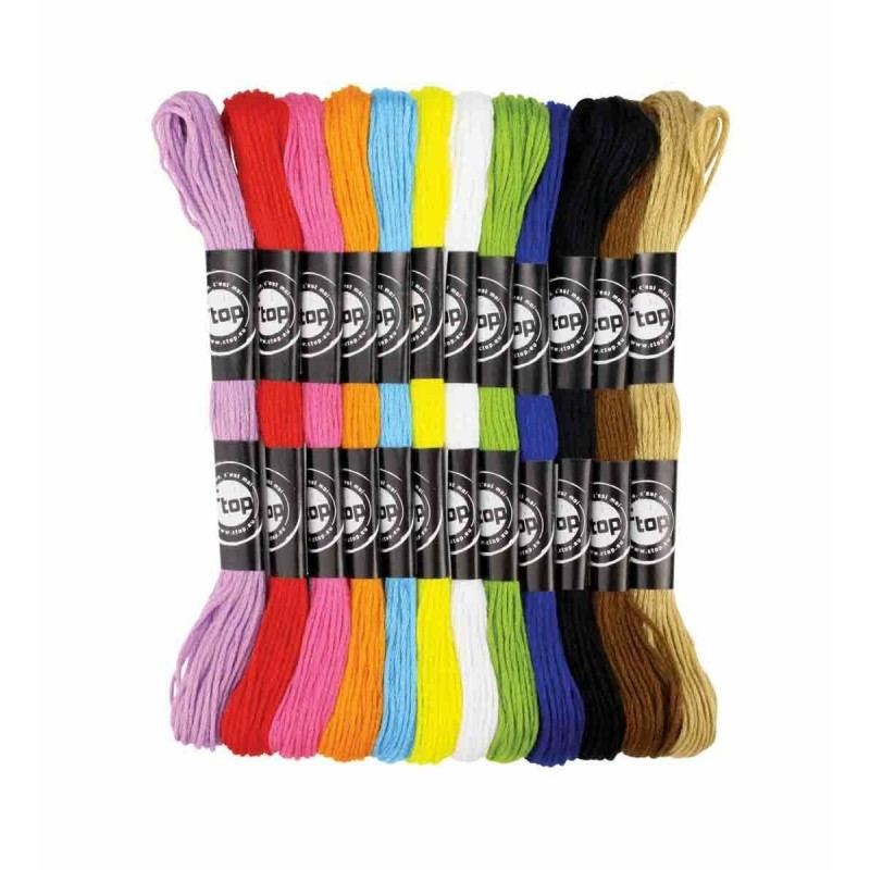 photo-Fils de coton - Pour faire des bracelets brésiliens - 12 couleurs assortis