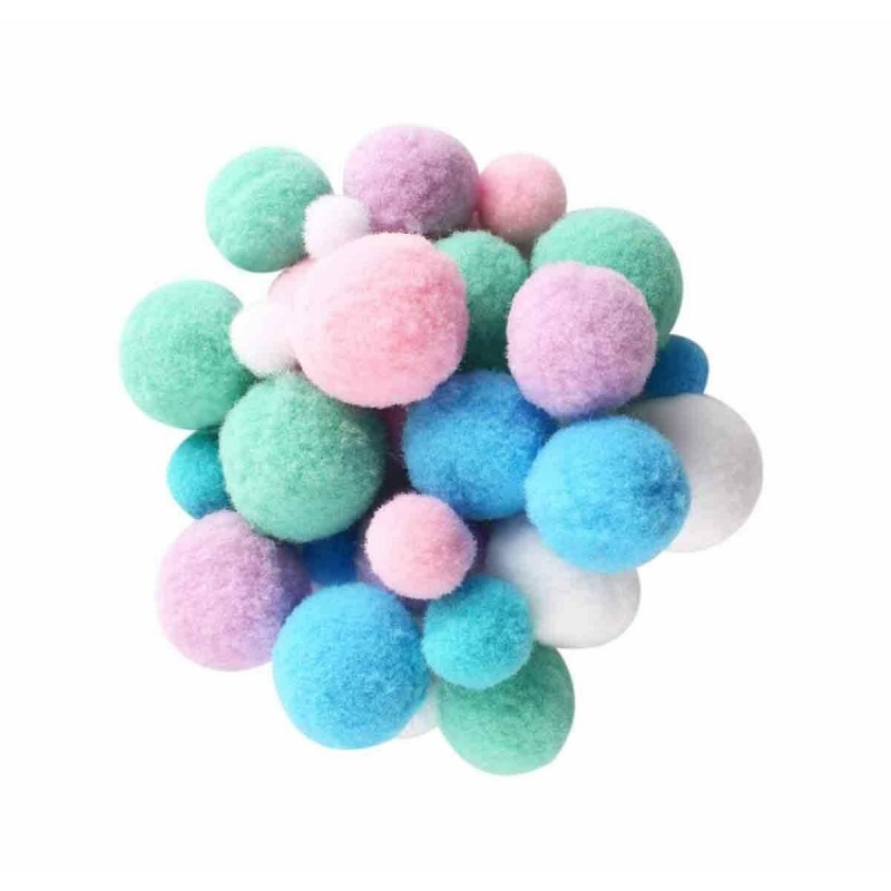 Assortiment De 120 Pompons Pastel - Ctop pas cher