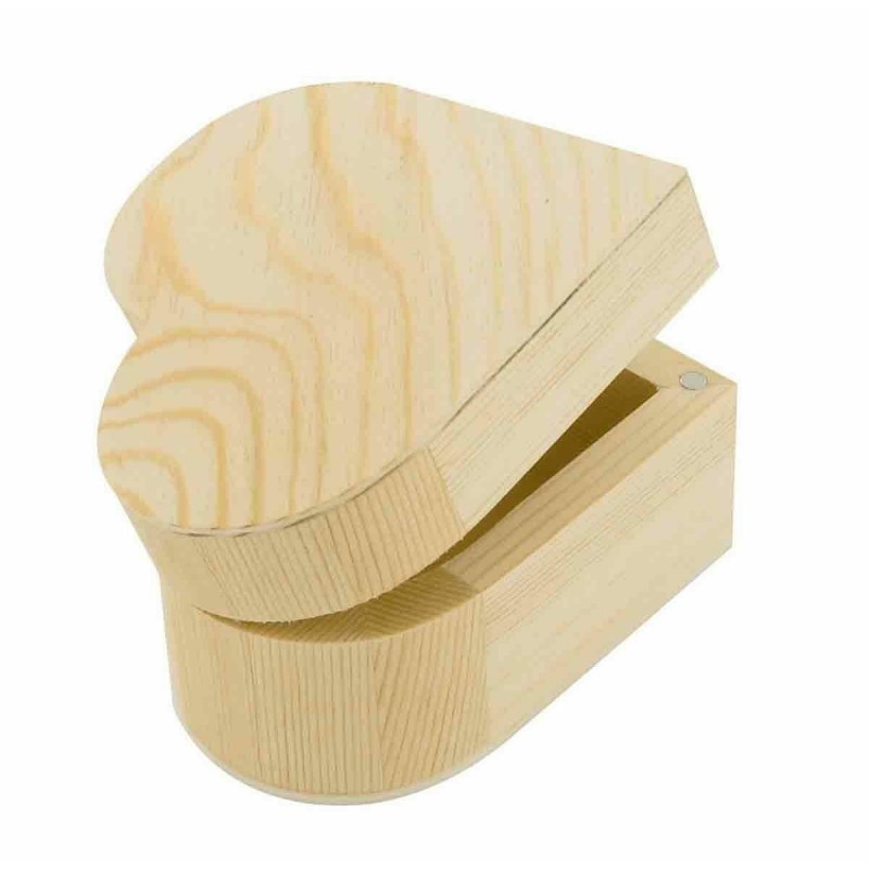 photo-Petite boite - Forme de cœur - Bois - A décorer - 9,5x 8,3 x 5,5cm