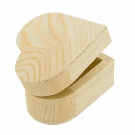 photo-Petite boite - Forme de cœur - Bois - A décorer - 9,5x 8,3 x 5,5cm