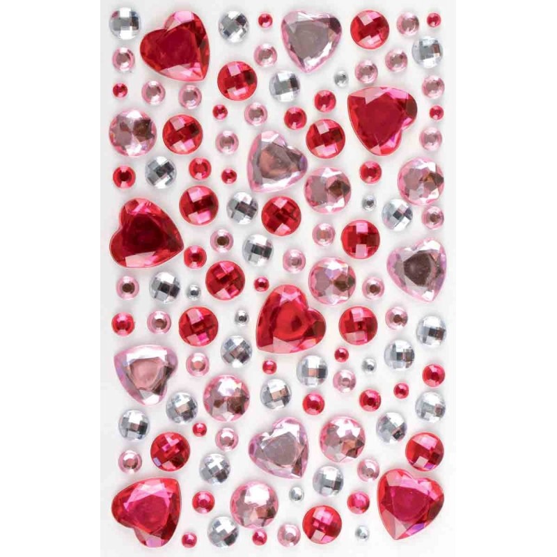 STRASS ADHÉSIFS CŒUR CRISTAL/ROSE - CTOP