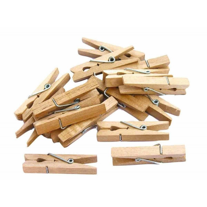 photo-Petites pinces à linge - Bois - A décorer - 2,5 cm longueur - 50 pièces