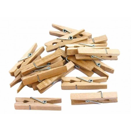 photo-Petites pinces à linge - Bois - A décorer - 2,5 cm longueur - 50 pièces