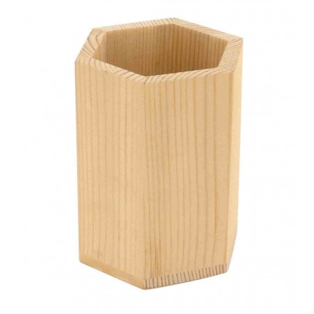 photo-Pot à crayons - Bois - A décorer - 10 x 7,5 cm