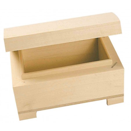 photo-Petit coffret - Rectangulaire - Bois - A décorer - 13,5 x 9 x 7 cm