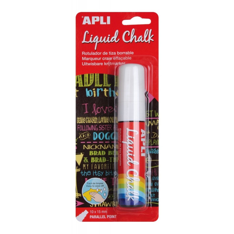 photo-Marqueur craie liquide pointe biseautée 10 x 15 mm blanc - Apli