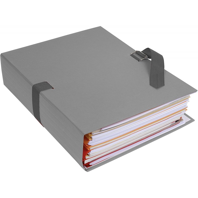 photo-Chemise à sangle - Gris - Dos extensible - 24x32cm - Carton - Classement - Exacompta