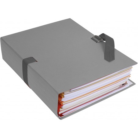 photo-Chemise à sangle - Gris - Dos extensible - 24x32cm - Carton - Classement - Exacompta