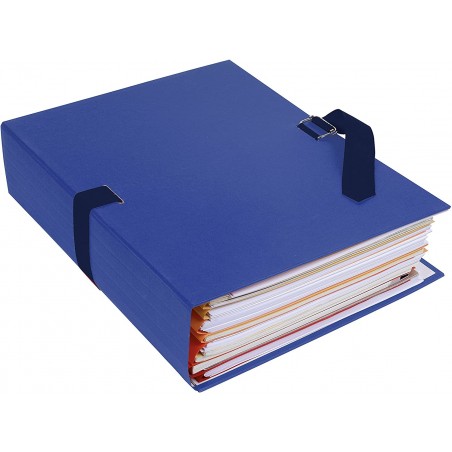photo-Chemise à sangle - Bleu foncé - Dos extensible - 24x32cm - Carton - Classement - Exacompta