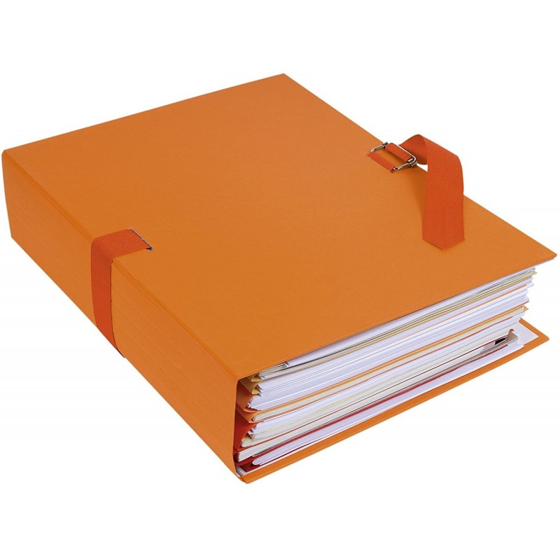 photo-Chemise à sangle - Orange - Dos extensible - 24x32cm - Carton - Classement - Exacompta