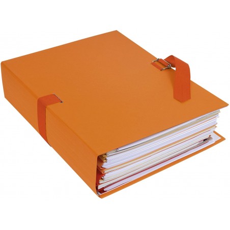 photo-Chemise à sangle - Orange - Dos extensible - 24x32cm - Carton - Classement - Exacompta