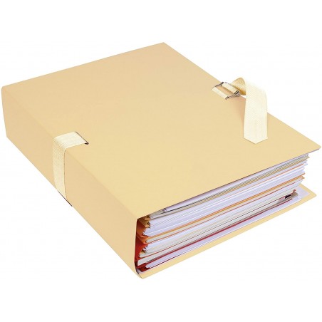 photo-Chemise à sangle - Beige mastic - Dos extensible - 24x32cm - Carton - Classement - Exacompta
