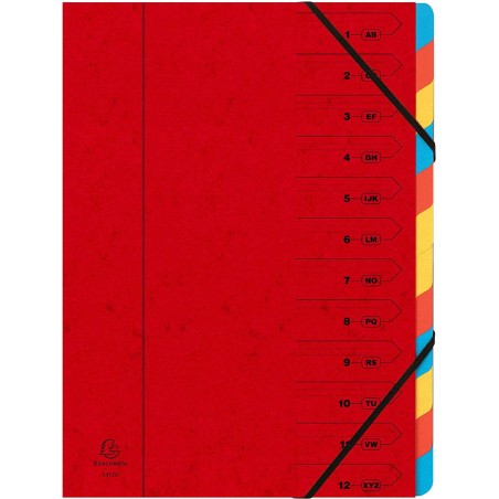 Trieur 12 Compartiments Rouge - Exacompta pas cher