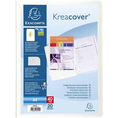photo-Porte-vues - 40 vues - 20 pochettes - Couverture personnalisable - Blanc - Exacompta