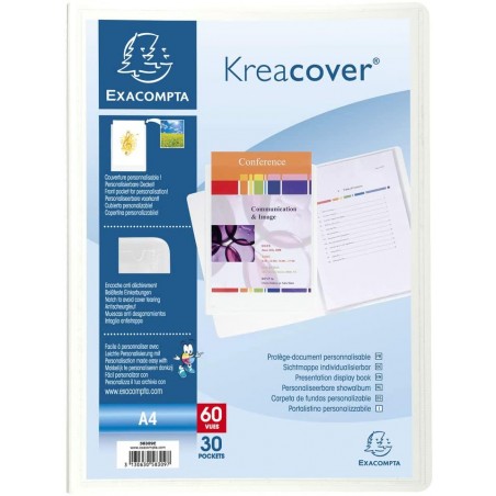 photo-Porte-vues - 60 vues - 30 pochettes - Couverture personnalisable - Blanc - Exacompta