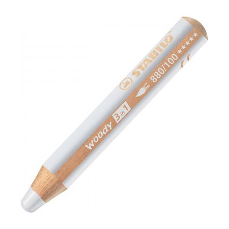 photo-Stabilo woody 3 in 1 - Blanc - Crayon de couleur - Pointe large - Tous supports