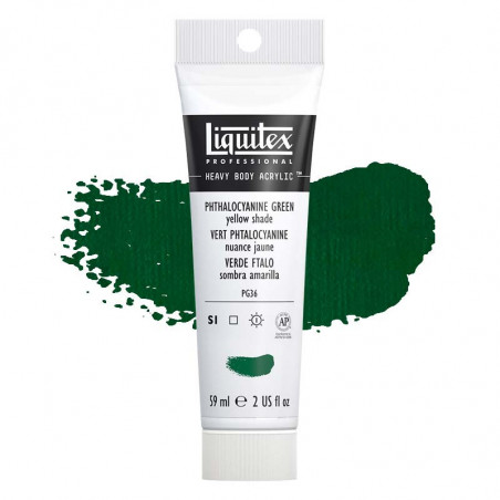 Peinture Acrylique en tube - vert phtalocyanine nuance jaune - Liquitex Heavy Body pas cher