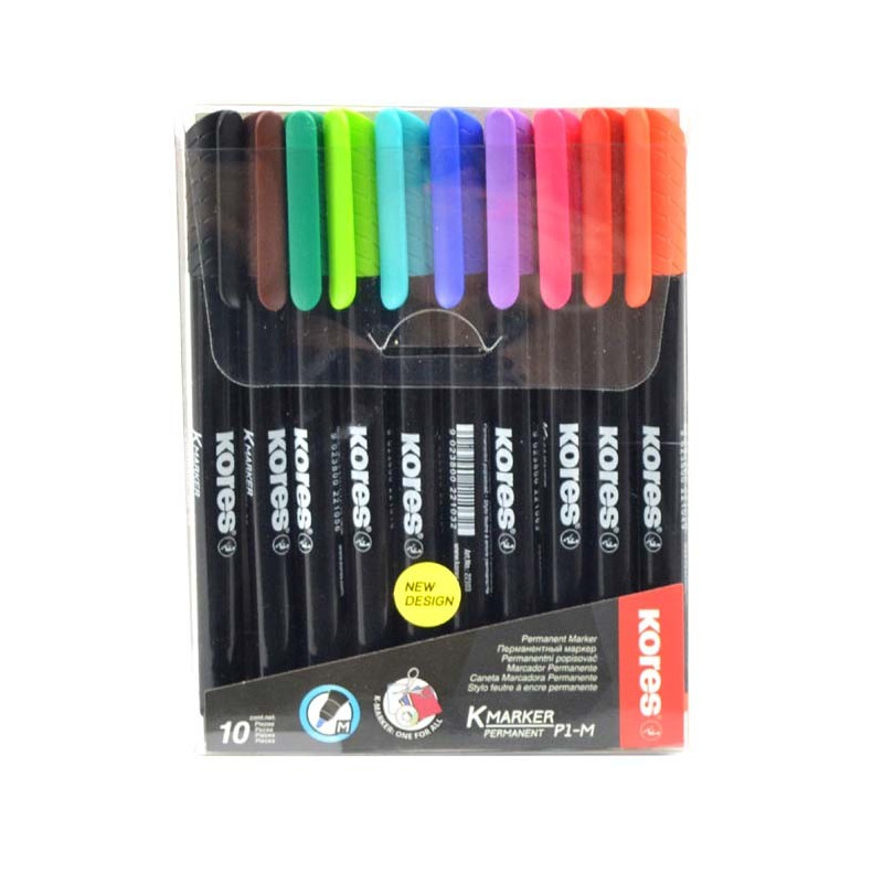 photo-Marqueurs - Indélébile - Permanent - Tous supports - 10 couleurs - Pointe fine - Kores