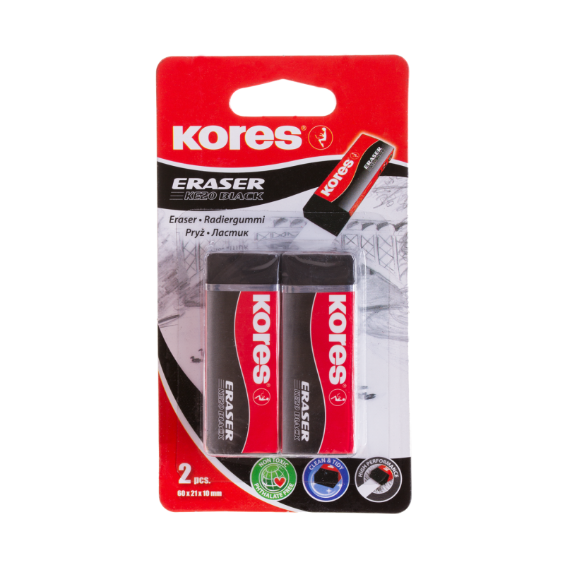 Lot De 2 Gommes Noir - Kores pas cher