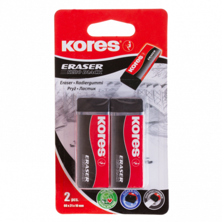 Lot De 2 Gommes Noir - Kores pas cher