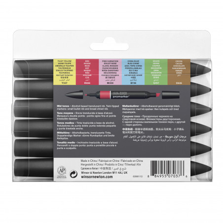 Lot de 6 Feutres Promarker Tons moyens - Winsor et Newton | à seulement 14,95 €