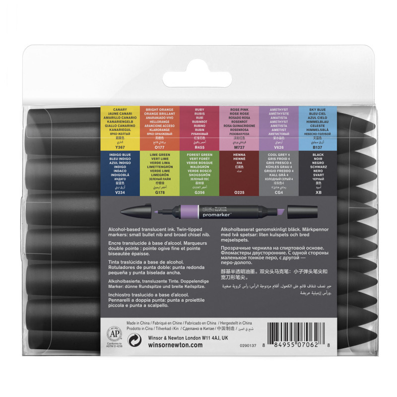 Lot de 12 feutres Promarkeur + 1 mélangeur - Winsor et Newton | à seulement 29,95 €