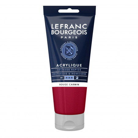 Peinture Acrylique en tube - rouge carmin - Lefranc & Bourgeois pas cher