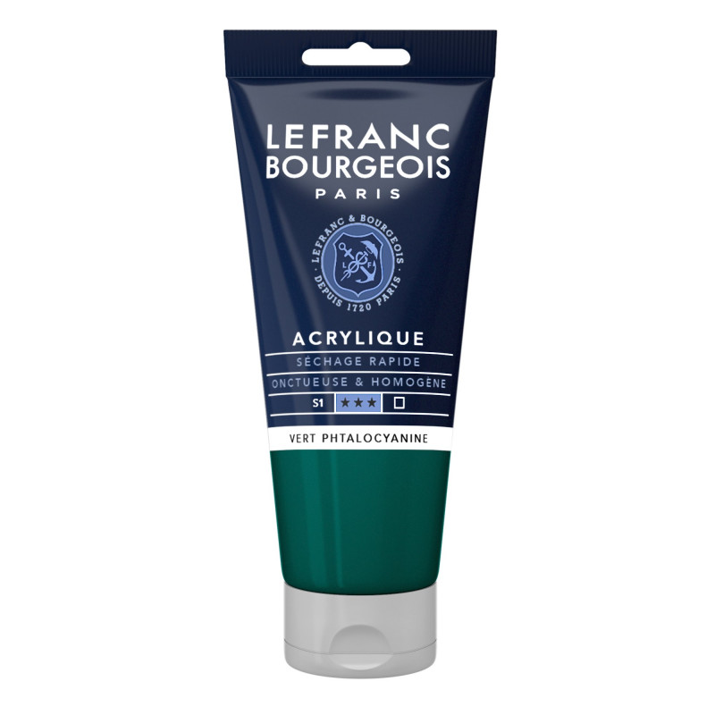 photo-Peinture acrylique - Vert phtalocyanine - 598 - Fine - Lefranc Bourgeois - Tube 80ml