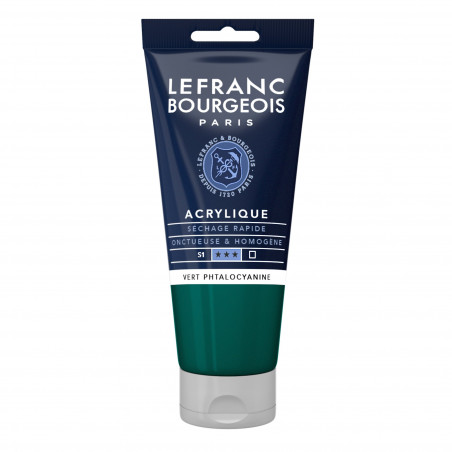 photo-Peinture acrylique - Vert phtalocyanine - 598 - Fine - Lefranc Bourgeois - Tube 80ml