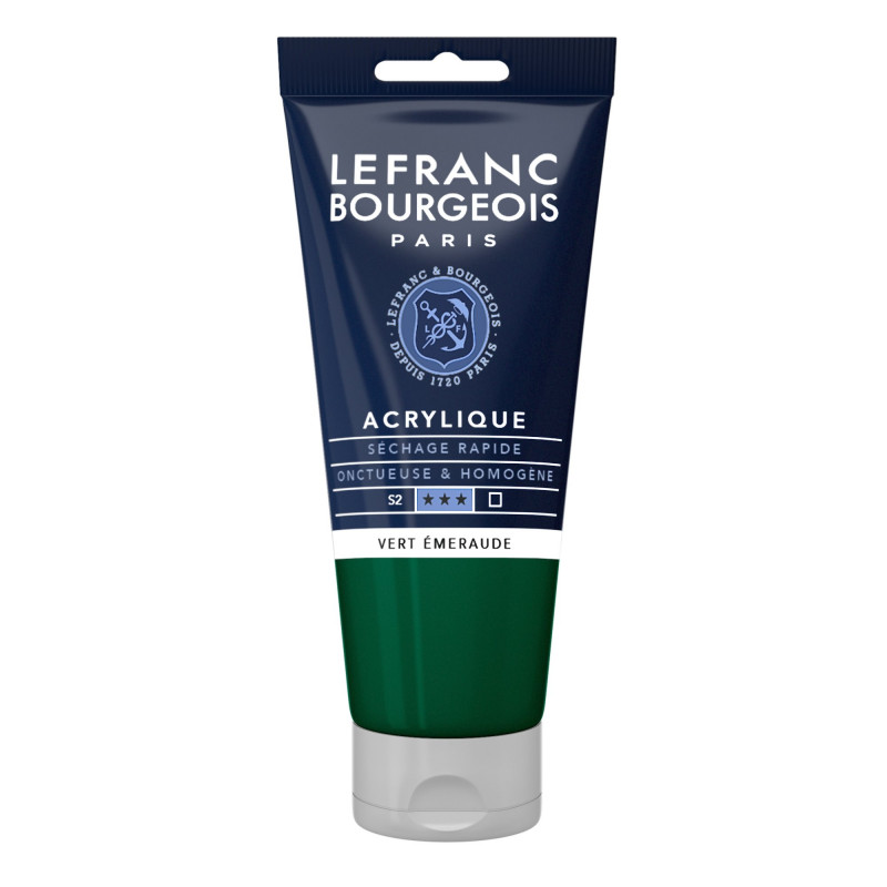 photo-Peinture acrylique - Vert émeraude - 529 - Fine - Lefranc Bourgeois - Tube 80ml