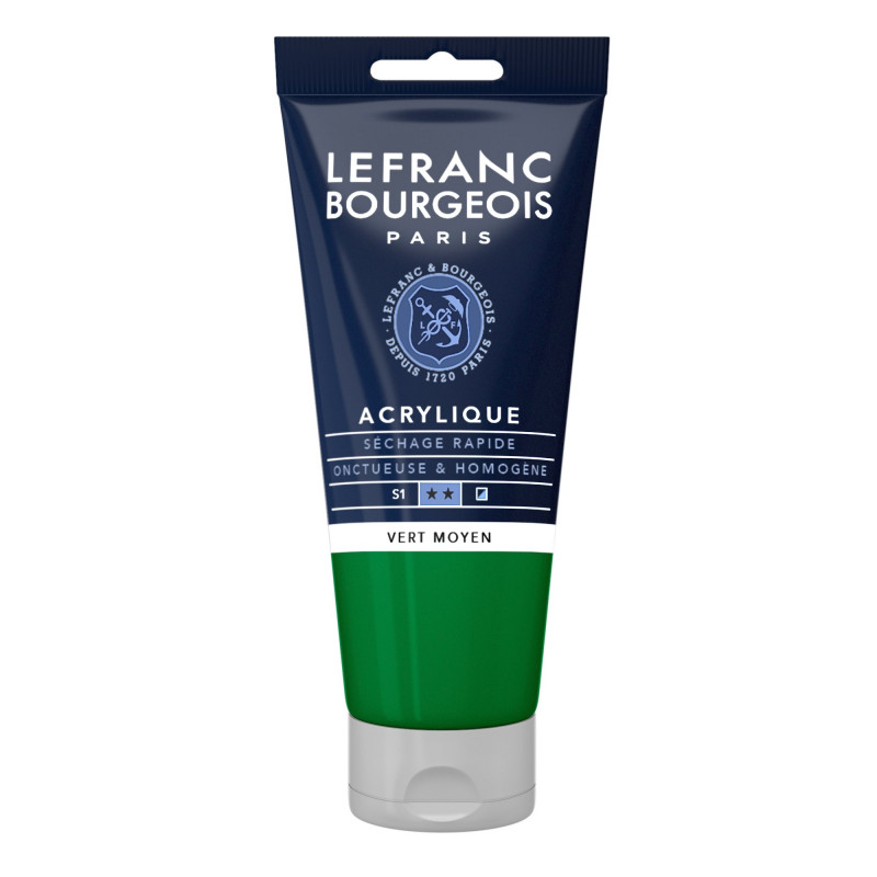 photo-Peinture acrylique - Vert moyen - 561 - Fine - Lefranc Bourgeois - Tube 80ml