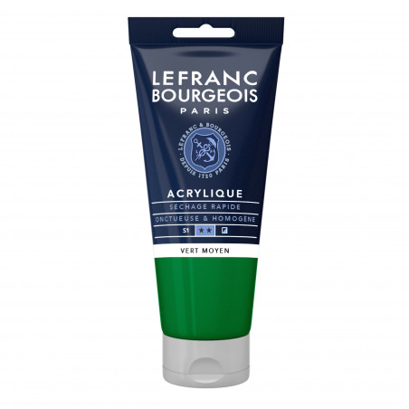 photo-Peinture acrylique - Vert moyen - 561 - Fine - Lefranc Bourgeois - Tube 80ml