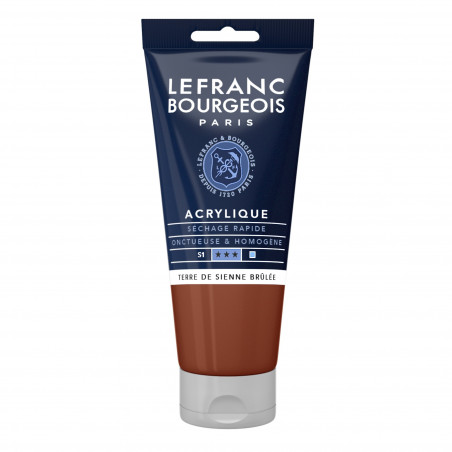 photo-Peinture acrylique - Terre sienne brûlée - 481 - Fine - Lefranc Bourgeois - Tube 80ml