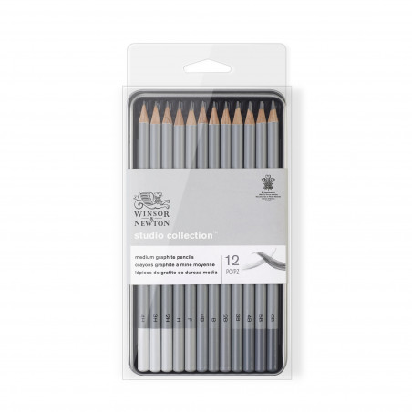 Set De 12 Crayons Graphite Studio Collection Winsor Et Newton pas cher