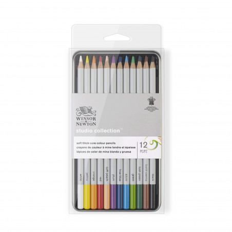 photo-Crayons de couleur - Beaux-arts - 12 couleurs - Boite métal - Winsor et Newton Studio collection