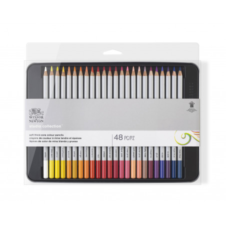 photo-Crayons de couleur - Beaux-arts - 48 couleurs - Boite métal - Winsor et Newton Studio collection
